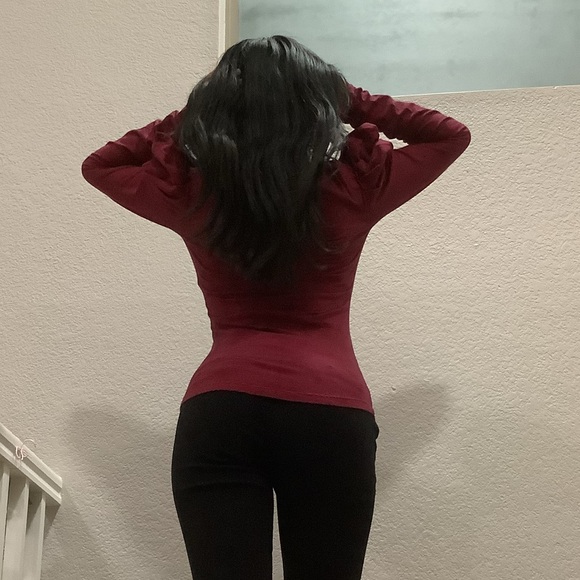 Free People Red Stripe Scoop Neck Leg of Mutton Sleeve Top Womens Small Petite - Picture 11 of 11